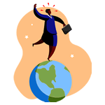 Business woman on top of the world
